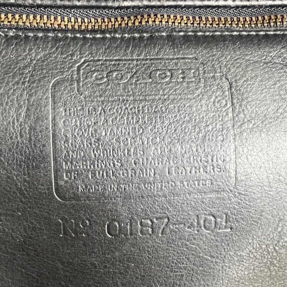 COACH Vintage USA 80s Large Navy Black Ink Zip Shoulder Brief Bag Carryall Tote - Picture 7 of 8